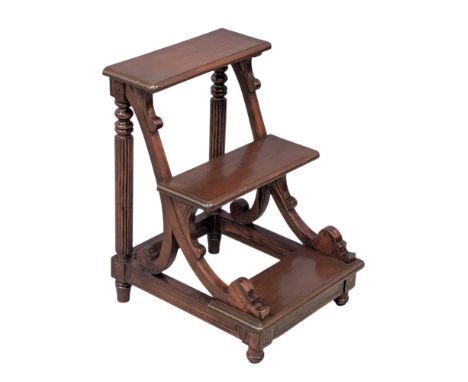 A Regency style mahogany library step. 46x51x66cm