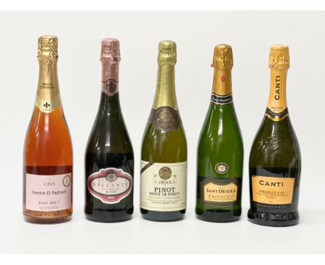 Five bottles of Prosecco and Rosé.