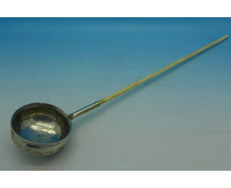 A Georgian silver toddy ladle with Masonic emblems, John Walker, Shields, a/f