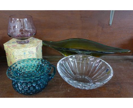 Four glass bowls including Caithness and Svelta nad Sazavou
