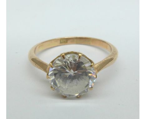 A 9ct rose gold and cubic zirconia ring, 3.2g, R