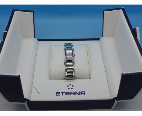 A lady's Eterna wristwatch, with diamond set mother of pearl dial, boxed