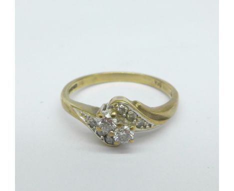 A 9ct gold and diamond ring, 0.25ct diamond weight, 2.2g, O