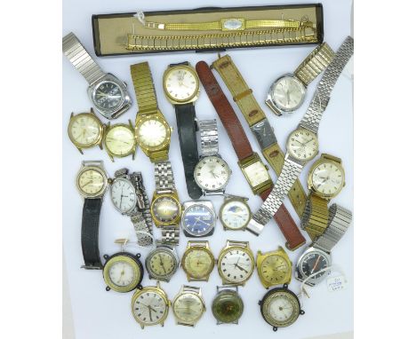 A collection of manual wind wristwatches including Dimetron, Ingersoll, Genova, Avia, Smiths, Cimier, Kienzle, Timex, Roamer 