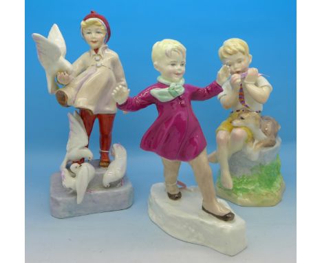 Three Royal Worcester figures modelled by F.G. Doughty, January, June and November