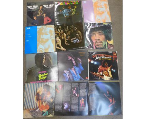 Ten Jimi Hendrix LP records, including Band of Gypsys, Concerts, Get That Feeling, In The West, Electric Ladyland and Electri