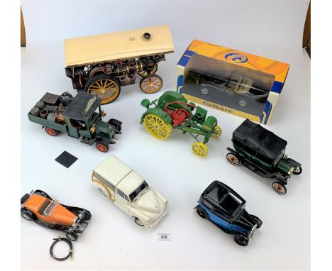 5 large loose model cars, boxed Gate Mazda NX5, plastic model Museum of Steam Tom Varley and metal Waterloo Boy tractor