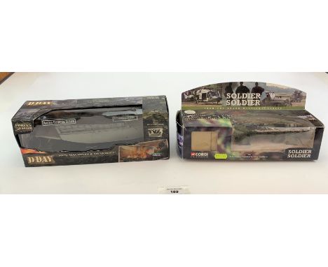 Boxed Corgi Classics Soldier Soldier truck and boxed Unimax D-Day Landing Craft