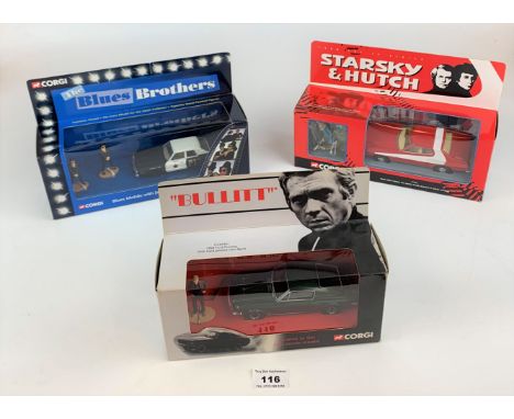 3 boxed Corgi TV Series vehicles – Starsky &amp; Hutch, Blue Brothers and Bullitt