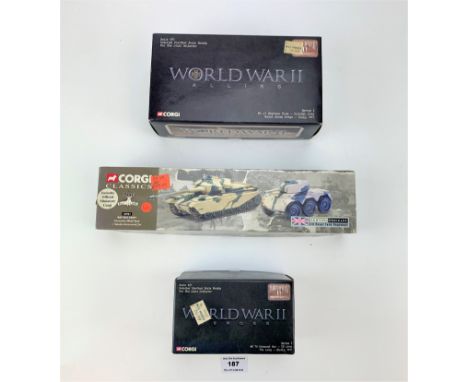 3 boxed Corgi World War II Collection tanks and command car