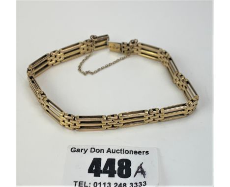 14k gold gate bracelet 7”long, w: 14.7 gms