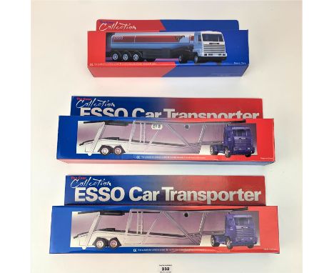 3 boxed Esso Collection vehicles – 2 car transporters &amp; 1 road tanker