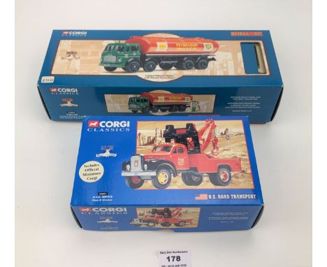2 boxed Corgi Classics US Road Transport ltd. Ed. No .00341 (dog missing) and Shell BP ltd ed no. 00140