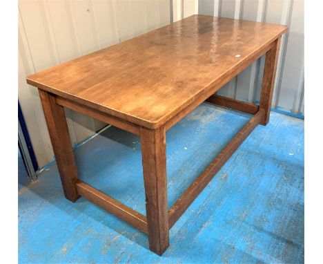 Robert Thompson Mouseman table with inscription on bottom stretcher. 66” long x 32.5” w x 33”hInscription reads "IN GRATEFUL 