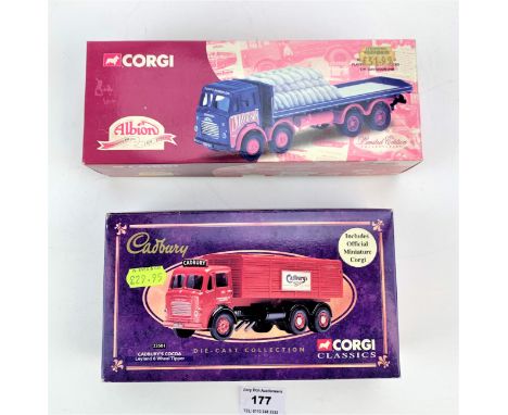 Boxed Corgi Albion truck and boxed Corgi Classics Cadbury truck