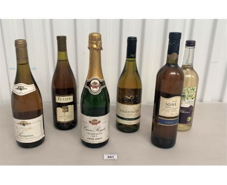 5 bottles of white wine – De Neuville Sancerre 2008, Fetzer Chardonnay 2005, Cuvee Royale Vin Mousseux Andre Simon, Italia So