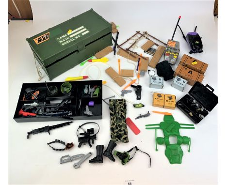 Action Man military trunk with accessories and other loose accessories