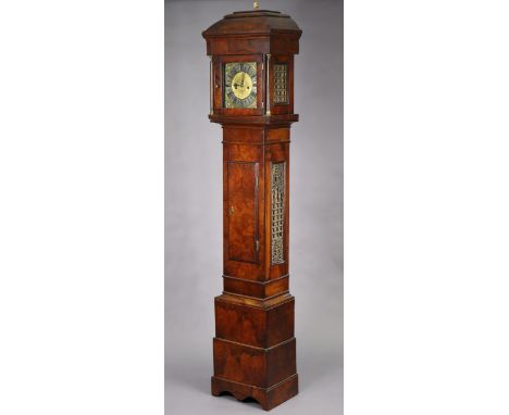 An 18th century longcase clock, the 9½” square brass &amp; silvered dial inscribed “Tho. Cox, Thornbury”, with eight-day move