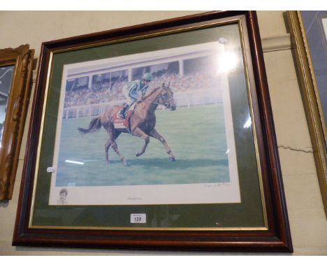 A Framed Race Horse Print of a Lammtarra by Steven Smith and Signed in Pencil by the Artist 