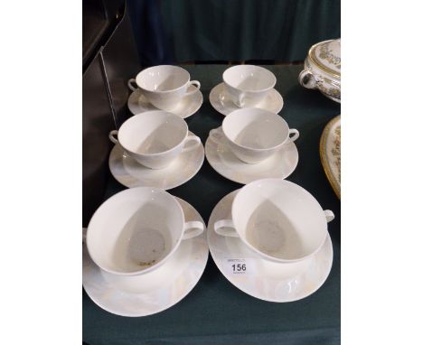 A Set of Six Wedgwood Pastel Pattern Soups and Saucers 