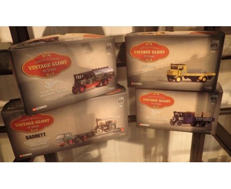 Four Corgi boxed vintage 'Glory of Steam' vehicles including two Fodens, Bedford and Sentinal 