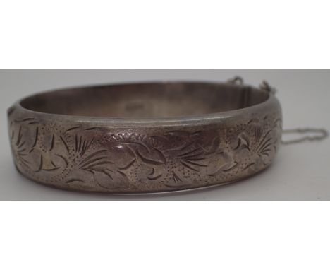 Hallmarked silver cuff bangle, Brimingham 1922