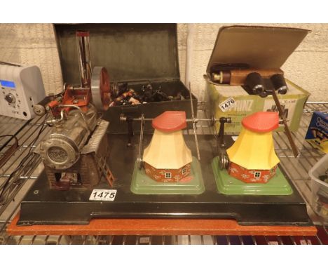 Wilesco steam engine with two working windmill models, L: 41 cm    CONDITION REPORT:  Good condition, working at lotting