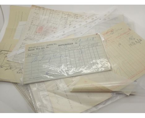 Mixed railway ephemera including Caledonian Railway Co 1881, C K & P 1903, Manchester, South Junction and Altrincham RLY 1896