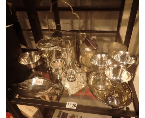 Shelf of mixed silver plate