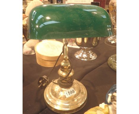 Brass and glass bankers lamp 