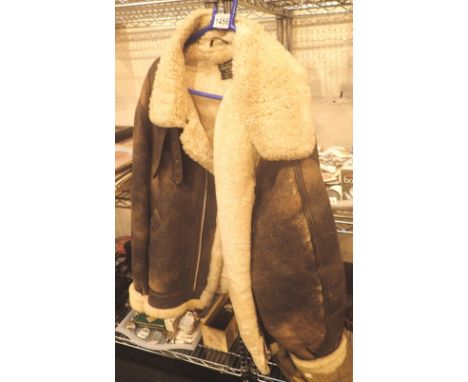Vintage American leather and sheepskin air force jacket, type B-3 SWP, number 2104401441, size 42