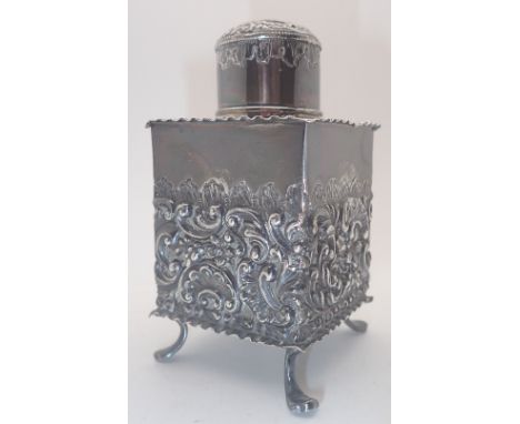 Silver tea caddy Birmingham 1896, 116g