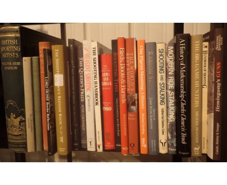 Shelf of books on shooting and hunting 