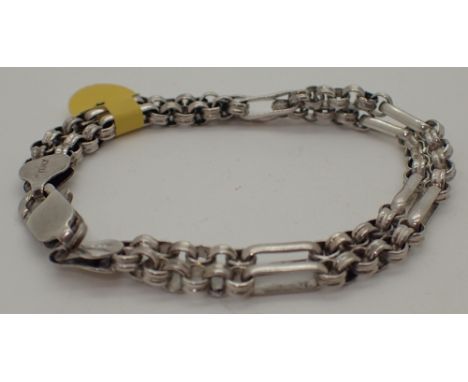 Sterling silver fancy double strand bracelet 