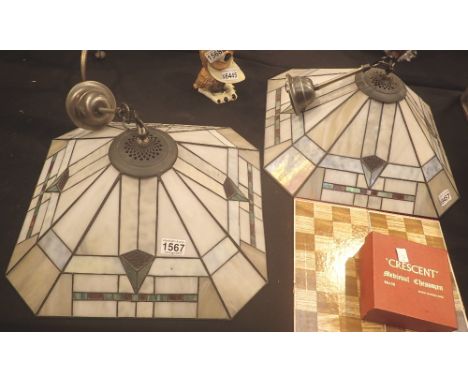 Pair of Tiffany style large lamp shades, D: 45 cm ( approximately )