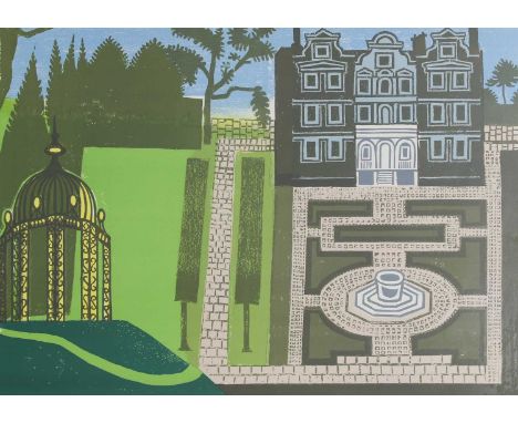 ▴ Edward Bawden RA (1903-1989)'The Queen's Garden' (MG 174)lithograph in colours, from a linocut published by the Curwen Gall