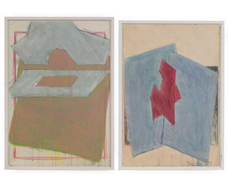 ▴ Richard Smith (1931-2016)Untitled (deep pink);Untitled (pale-blue parallelogram);two, mixed media, the first dated 'R Smith