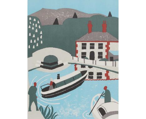 ▴ Julian Trevelyan RA (1910-1988)'The Lock-Keeper's Cottage'lithograph in colours, 1975, signed 'Julian Trevelyan' in pencil 