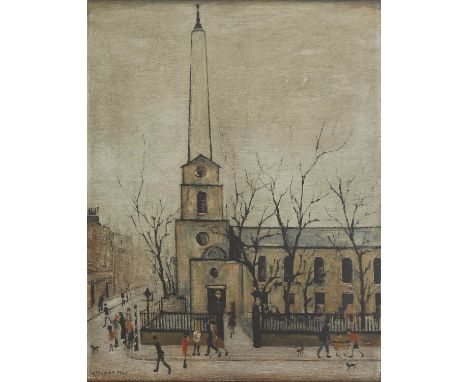 ▴ Laurence Stephen Lowry RBA RA (1887-1976)'St Luke's Church, London'offset lithograph in colours, published in 1973, signed 