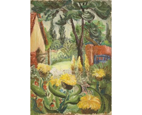Benton End School (20th century)Dahlias in a gardenoil on canvas74.5 x 50.5cm, unframed Condition Reportminor losses to edges