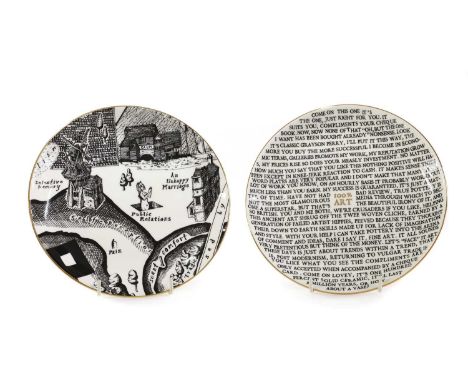 Sir Grayson Perry RA (b.1960) 100% Art Plate;A Map of Days Plate - Public Relationstwo fine china plates, with artist's seal 