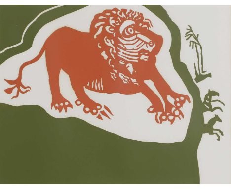 ▴ Edward Bawden RA (1903-1989)'Lion and Zebras' (MG 189)linocut in colours, 1989, signed 'Edward Bawden' in pencil l.r., insc