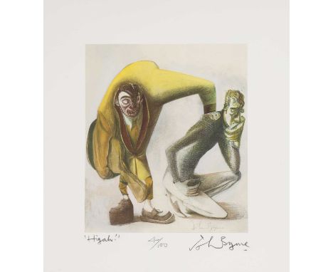 ▴ John Byrne (b.1940)'Hiyah!'lithograph in colours, signed, inscribed with title, numbered '4/100' in pencilsheet 31.5 x 28cm