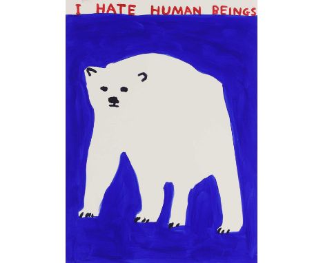 ▴ David Shrigley (b.1968)'I Hate Human Beings'screenprint in colours, 2022, initialled, dated and numbered '84/125' in pencil