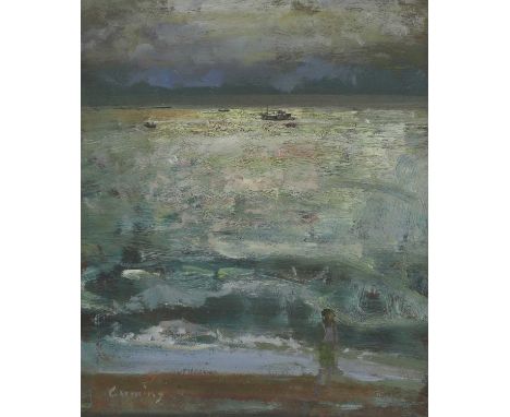▴ Fred Cuming RA (1930-2022)'Seascape, Hythe' signed 'Cuming' l.l., oil on board24 x 20cmExhibited: Leonie Jonleigh Studio, S
