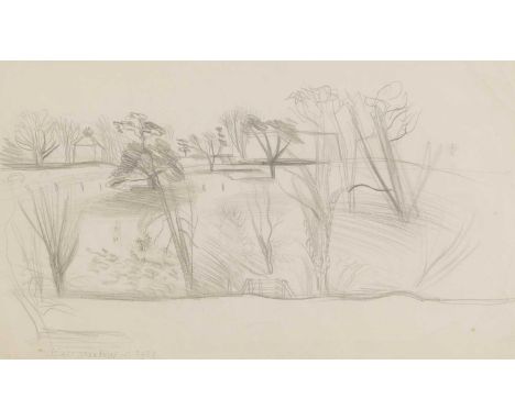 ▴ John Aldridge RA (1905-1983)'Hall Meadow'inscribed and dated 'Hall Meadow c.1933' l.l., pencil20.5 x 34.5cmProvenance: A Fr