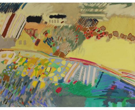 ▴ Chloe Fremantle (b.1950)'Eden (Valley)'signed 'Chloe Fremantle', inscribed as titled and dated Oct 73 verso, acrylic on can
