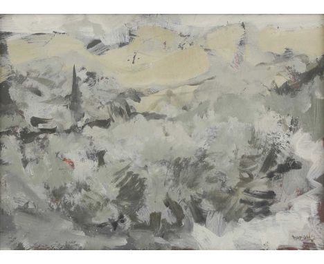 ▴ Manolis Calliyannis (Greek, 1923-2010)'Paysage Vert-Argent', 1959signed 'Manolis' l.r., also signed, inscribed with title a