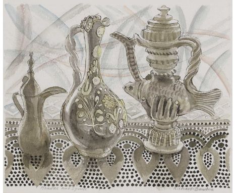 ▴ Richard Bawden RWS NEAC RE (b.1936)'Handles and Spouts'signed 'Richard Bawden' l.r., inscribed with title l.l., pencil, pen