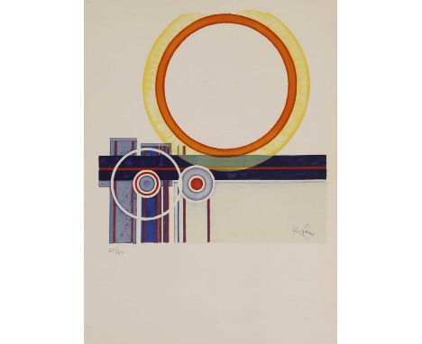 ▴ František Kupka (Czech, 1871-1957)'Le Disque Blanc'lithograph in colours, 1950, signed in stone 'Kupka', numbered '27/60' i